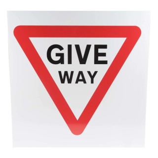 RS PRO Plastic Give Way Road Traffic Sign, Symbol Legend, 450 mm x 450 mm, Red and Black 181-2261