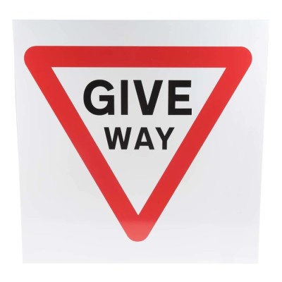 RS PRO Plastic Give Way Road Traffic Sign, Symbol Legend, 450 mm x 450 mm, Red and Black 181-2261