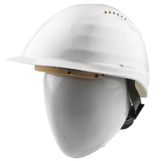 Skytec White Ventilated Adjustable Safety Helmet with 6-Point Suspension Pinlock Harness 2C60D0WS0000