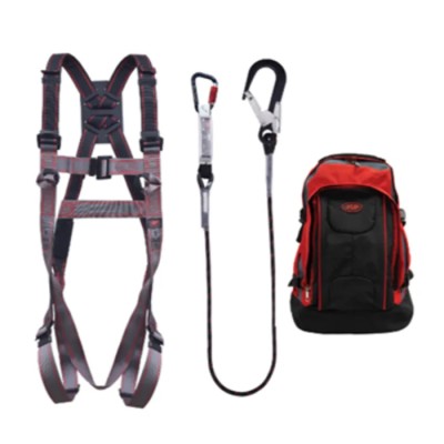 JSP Fall Arrest and Fall Recovery Kit with 1-Point Pro-Fit Harness, 2m Adjustable Restraint Lanyard, Polyester FAR1104-51