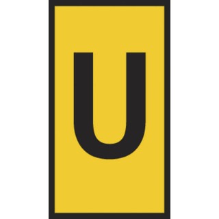 HellermannTyton PVC Slide-On Cable Marker, Pre-Printed "U", Yellow Marker Colour, Black Legend for 1.8 to 6.3 mm HODS85