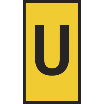 HellermannTyton PVC Slide-On Cable Marker, Pre-Printed "U", Yellow Marker Colour, Black Legend for 1.8 to 6.3 mm HODS85