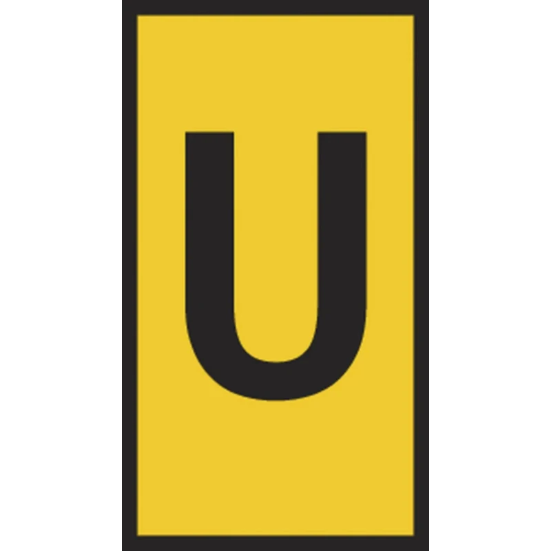 HellermannTyton PVC Slide-On Cable Marker, Pre-Printed "U", Yellow Marker Colour, Black Legend for 1.8 to 6.3 mm HODS85