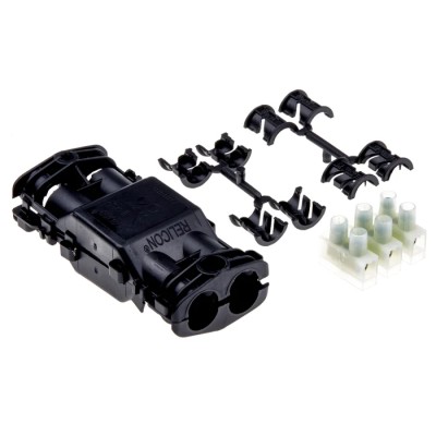 HellermannTyton Cable Joint Branch Connector Block 3 x 0.5mm² to 3 x 2.5mm² Flame 435-01655 Relilight V32.5P1-PA66V0/SI-BK