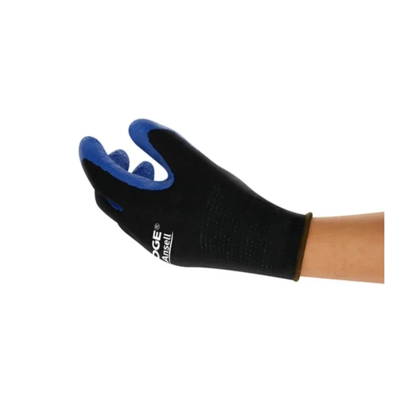 Ansell Black Cotton Work Gloves Size 10 Latex Coating 48305100