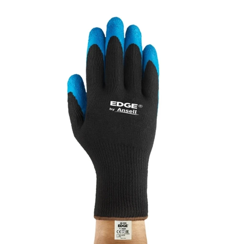 Ansell Black Cotton Work Gloves Size 10 Latex Coating 48305100