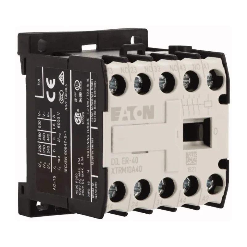 Eaton DILER Contactor Motor Control with 230V AC Coil, 10 A Current, 4 NO Contacts, 400V 051759 DILER-40(230V50HZ,240V60HZ)