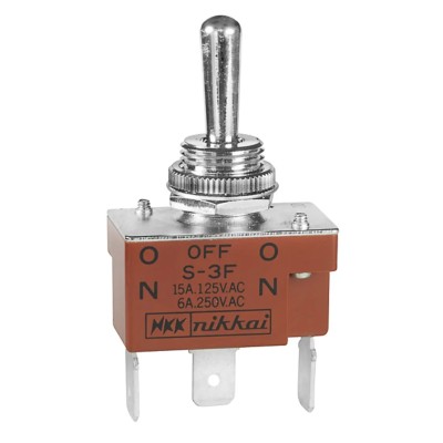 NKK Switches Toggle Switch Panel Mount On-Off-On SPDT Quick Connect Terminal 15A 30V DC 125V AC S3F
