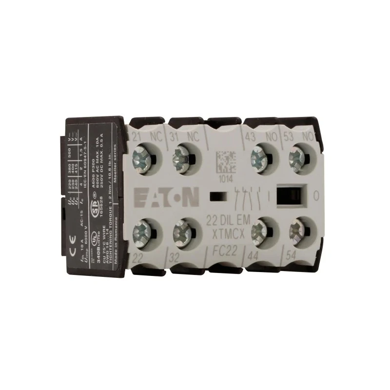 Eaton Auxiliary Contact, 4 Contact, 2 NC/2 NO, DILEM Series, Front Fixing, 4 A, 220 V DC, 500 V AC, 010112 22DILEM