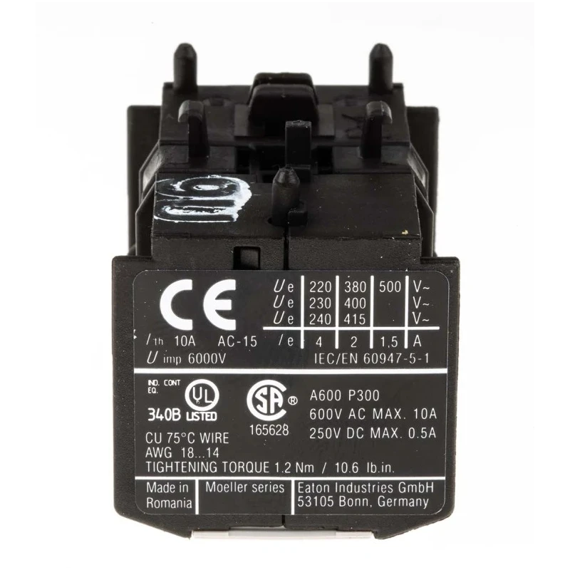 Eaton Auxiliary Contact, 4 Contact, 2 NC/2 NO, DILEM Series, Front Fixing, 4 A, 220 V DC, 500 V AC, 010112 22DILEM