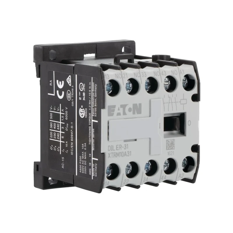 Eaton DILER Contactor with 230V AC Coil, 3 A Contact Current, 3 NO/1 NC, 400V AC Contact 051768 DILER-31(230V50HZ,240V60HZ)