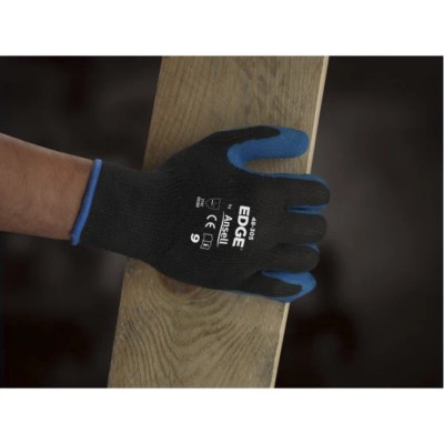 Ansell Black Cotton Work Gloves Size 9 with Latex Coating, Abrasion and Cut Resistant Edge Series 48305090