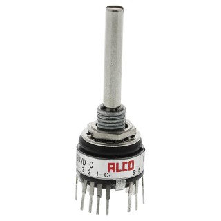 TE Connectivity 6 Position DPST Rotary Switch, Momentary/Latching, 400mA, 20V AC/DC, Solder Terminal MRJE2604