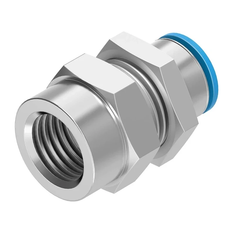 Festo Pneumatic Fitting 10mm Push-in Female Threaded-to-Tube Connection G 1/4, Brass Nickel Finish QSSF-1/4-10-B