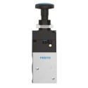 Festo Push Button Pneumatic Manual Control Valve VHEF Series, G 1/4 Thread, 3/2 Way, Aluminium Alloy VHEF-PTC-M32-M-G14