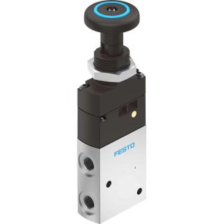 Festo Pneumatic Manual Control Valve Push Button Mechanism G 1/8 Thread, Aluminium Alloy Body, 3/2 Valve VHEF-PTC-M32-M-G18