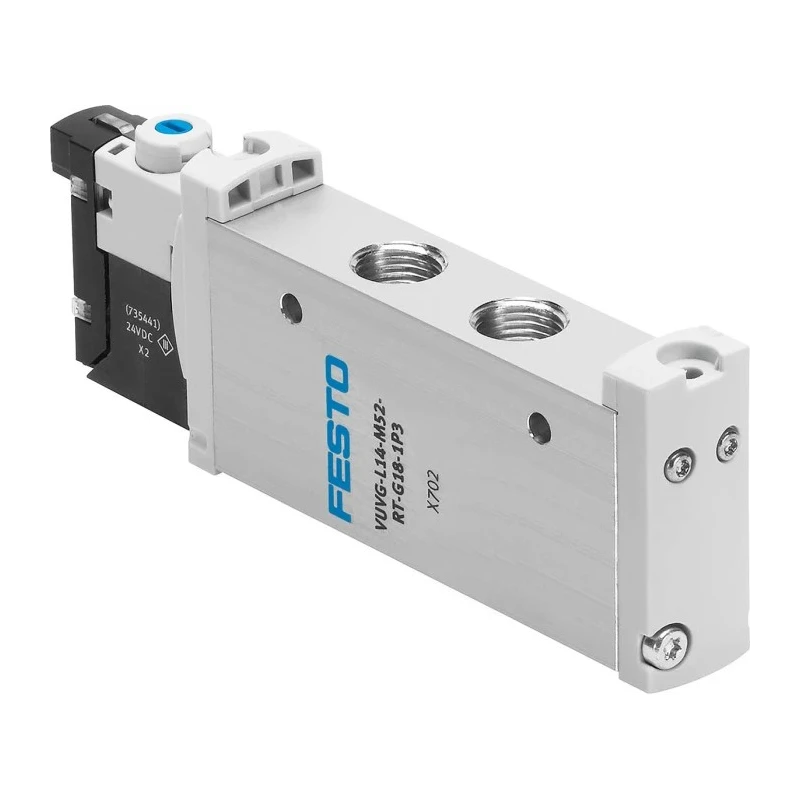 Festo 5/2 Way Monostable Solenoid Valve G 1/8 Port Size Aluminium Alloy Body 24V DC 1W VUVG-L14-M52-MT-G18-1H2L-W1