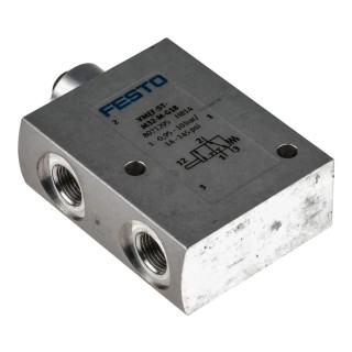 Festo Plunger Pneumatic Manual Control Valve, 10 Bar Maximum Operating Pressure, Aluminium Alloy Body, 3/2 VMEF-ST-M32-M-G18