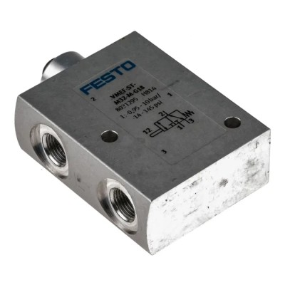 Festo Plunger Pneumatic Manual Control Valve, 10 Bar Maximum Operating Pressure, Aluminium Alloy Body, 3/2 VMEF-ST-M32-M-G18