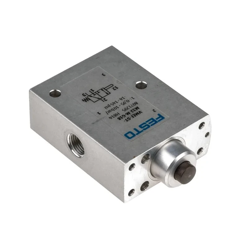Festo Plunger Pneumatic Manual Control Valve, 10 Bar Maximum Operating Pressure, Aluminium Alloy Body, 3/2 VMEF-ST-M32-M-G18