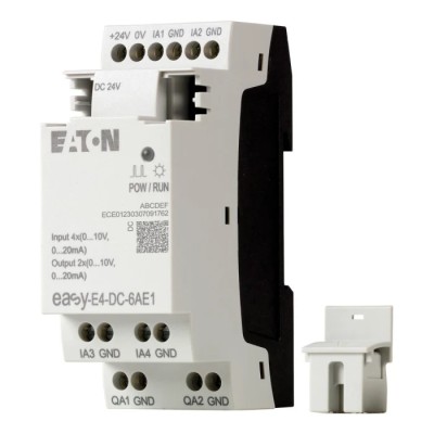 Eaton easyE4 Series Logic Module, 4-Input Analogue, 2 Outputs Analogue Output 24V DC 35.5x58x90mm EASY-E4
