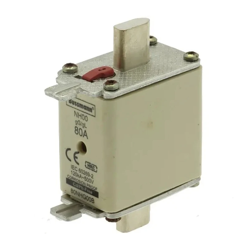 Eaton 80A Bolted Tag Fuse NH00 500V AC High Rupture Capacity F-Speed 78.5mm Length NH Series 