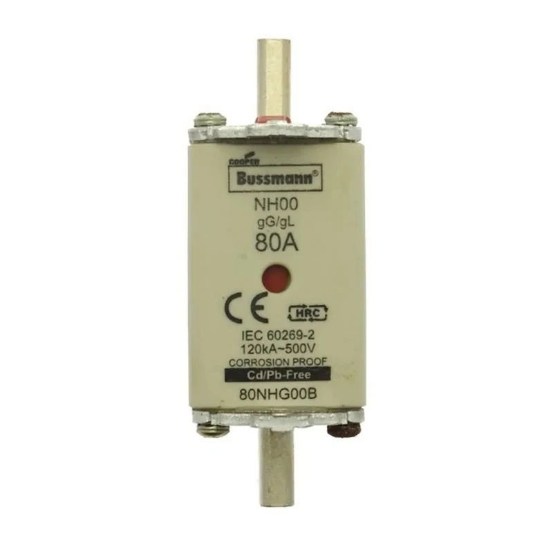 Eaton 80A Bolted Tag Fuse NH00 500V AC High Rupture Capacity F-Speed 78.5mm Length NH Series 