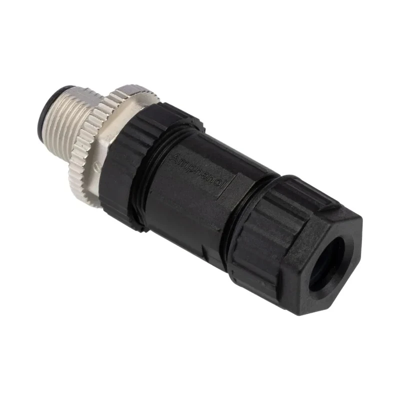 Amphenol Industrial Circular Connector M12, 8 Contacts, Cable Mount, Plug Male, IP67, Nylon Housing M12A-08BMMB-SL7001