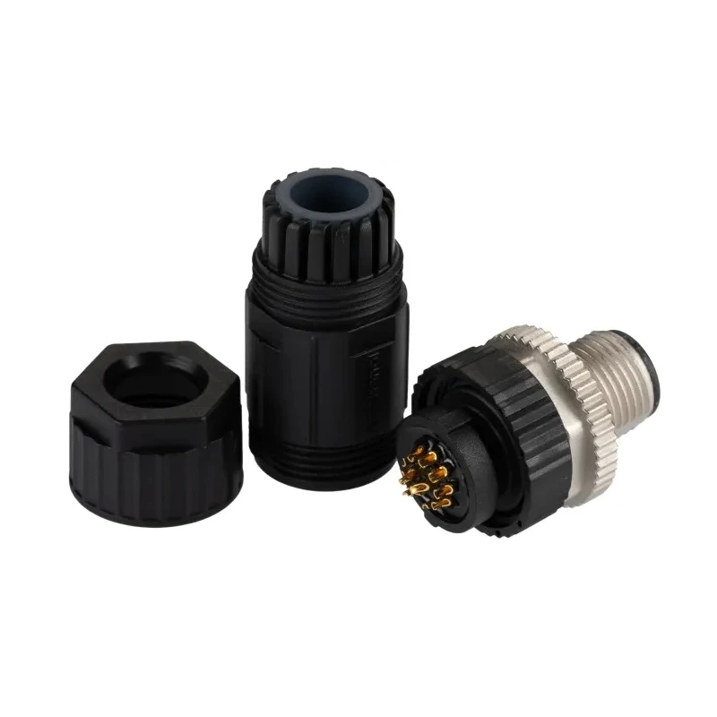 Amphenol Industrial Circular Connector Cable Mount Plug Male 12 Contacts IP67 M12 Connector M Series M12A-12BMMA-SL7001