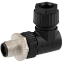 Amphenol Industrial Circular Connector, 12 Contacts, Cable Mount, M12, Plug Male, IP67, Right Angle M12A-12BMMA-SR7001