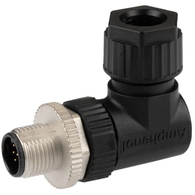 Amphenol Industrial Circular Connector, 12 Contacts, Cable Mount, M12, Plug Male, IP67, Right Angle M12A-12BMMA-SR7001