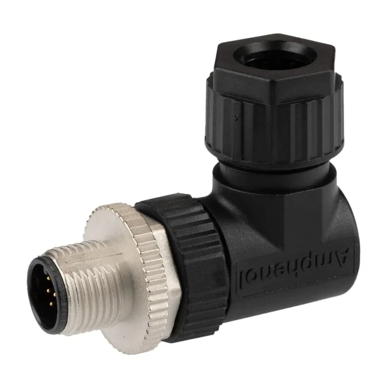 Amphenol Industrial Circular Connector, 12 Contacts, Cable Mount, M12, Plug Male, IP67, Right Angle M12A-12BMMA-SR7001