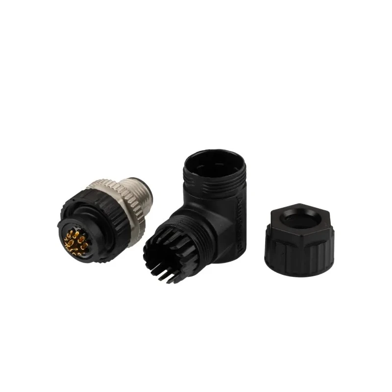 Amphenol Industrial Circular Connector, 12 Contacts, Cable Mount, M12, Plug Male, IP67, Right Angle M12A-12BMMA-SR7001