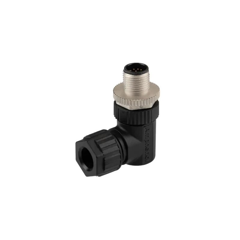 Amphenol Industrial Circular Connector, 12 Contacts, Cable Mount, M12, Plug Male, IP67, Right Angle M12A-12BMMA-SR7001