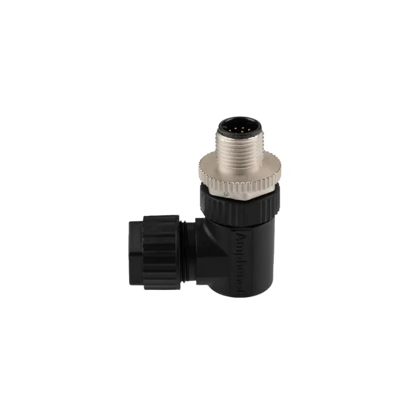 Amphenol Industrial Circular Connector, 12 Contacts, Cable Mount, M12, Plug Male, IP67, Right Angle M12A-12BMMA-SR7001