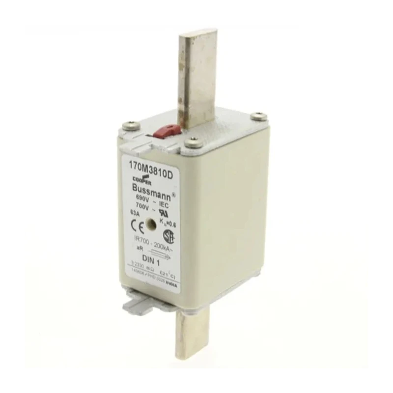 Eaton Centred Tag Fuse NH1 63A 690V AC Fast Acting Dual Indication Bussmann Series 170M3810D