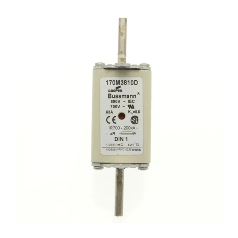 Eaton Centred Tag Fuse NH1 63A 690V AC Fast Acting Dual Indication Bussmann Series 170M3810D
