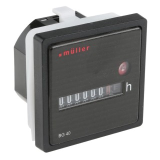 Muller 7-Digit Motor Driven Panel Mount Hour Meter 12-48V DC 4.4mm Digit Height BG 40.27 12-48V DC