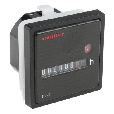 Muller 7-Digit Motor Driven Panel Mount Hour Meter 12-48V DC 4.4mm Digit Height BG 40.27 12-48V DC