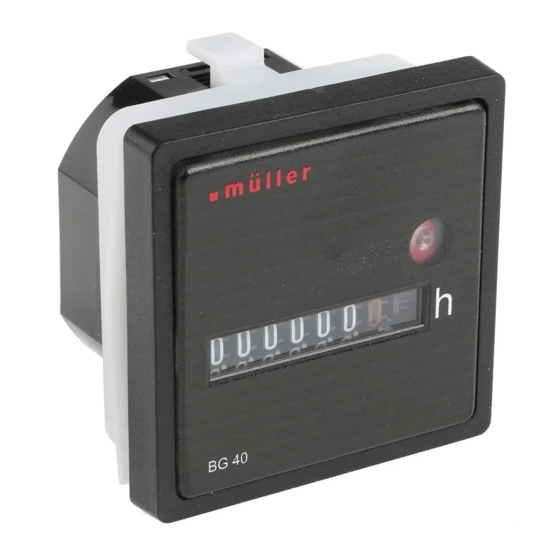 Muller 7-Digit Motor Driven Panel Mount Hour Meter 12-48V DC 4.4mm Digit Height BG 40.27 12-48V DC