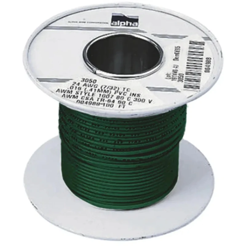 Alpha Wire Green Hook Up Wire 18 AWG 16x0.25 mm Core Strands 30 m Polyvinyl Chloride 3055 GR005