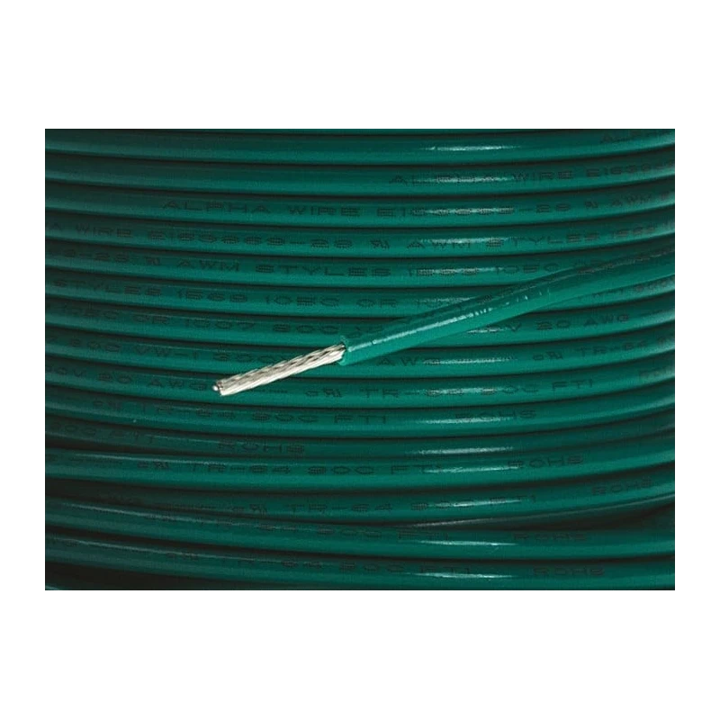 Alpha Wire 3053 Series Green Hook Up Wire, 20 AWG, 10/0.25 mm Core Strands, 30 m Length, Polyvinyl Chloride 3053 GR005