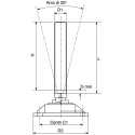 Nu-Tech Engineering Stainless Steel M16 Thread 100 mm Diameter Adjustable Foot 2000 kg Static Load Capacity 10 ° A195/004