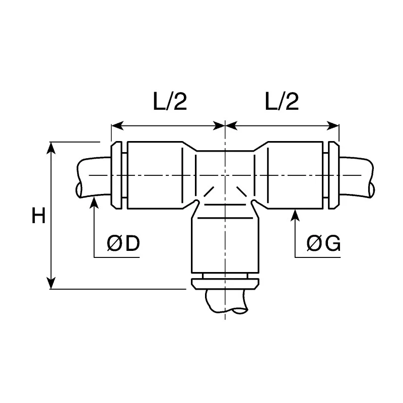 Legris Pneumatic Equal Tee Connector Push-in 8 mm Technical Polymer Nickel Finish LF3000 