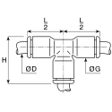 Legris Pneumatic Equal Tee Connector Push-in 8 mm Technical Polymer Nickel Finish LF3000 