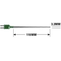 RS PRO K Pencil Needle Insertion Temperature Probe, 100 mm Length, 3.3 mm Diameter, ±0.25% Accuracy, Max 250 °C 342-9094