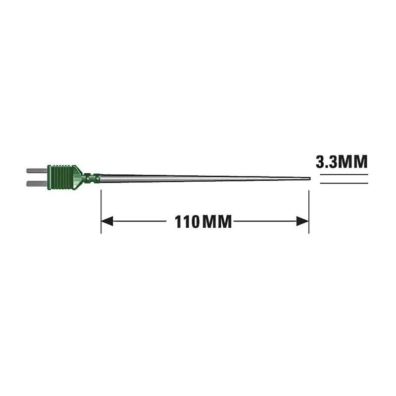 RS PRO K Pencil Needle Insertion Temperature Probe, 100 mm Length, 3.3 mm Diameter, ±0.25% Accuracy, Max 250 °C 342-9094