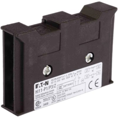 Eaton Auxiliary Contact, 2 Contacts, 1 NO/1 NC, Side Mount, 10 A Contact Current, 500V, Model 062031 HI11-P1/P3Z