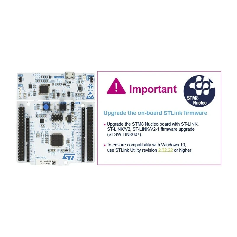 STMicroelectronics STM8 Nucleo-64 MCU Development Board with USB Communication and On-Board ST-LINK/ V2-1 NUCLEO-8S208RB