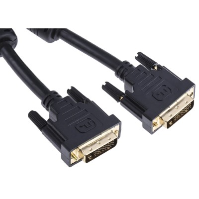 RS PRO Male DVI-D Dual Link to Male DVI-D Cable 2m Polyvinyl Chloride Jacket Black 182-8565